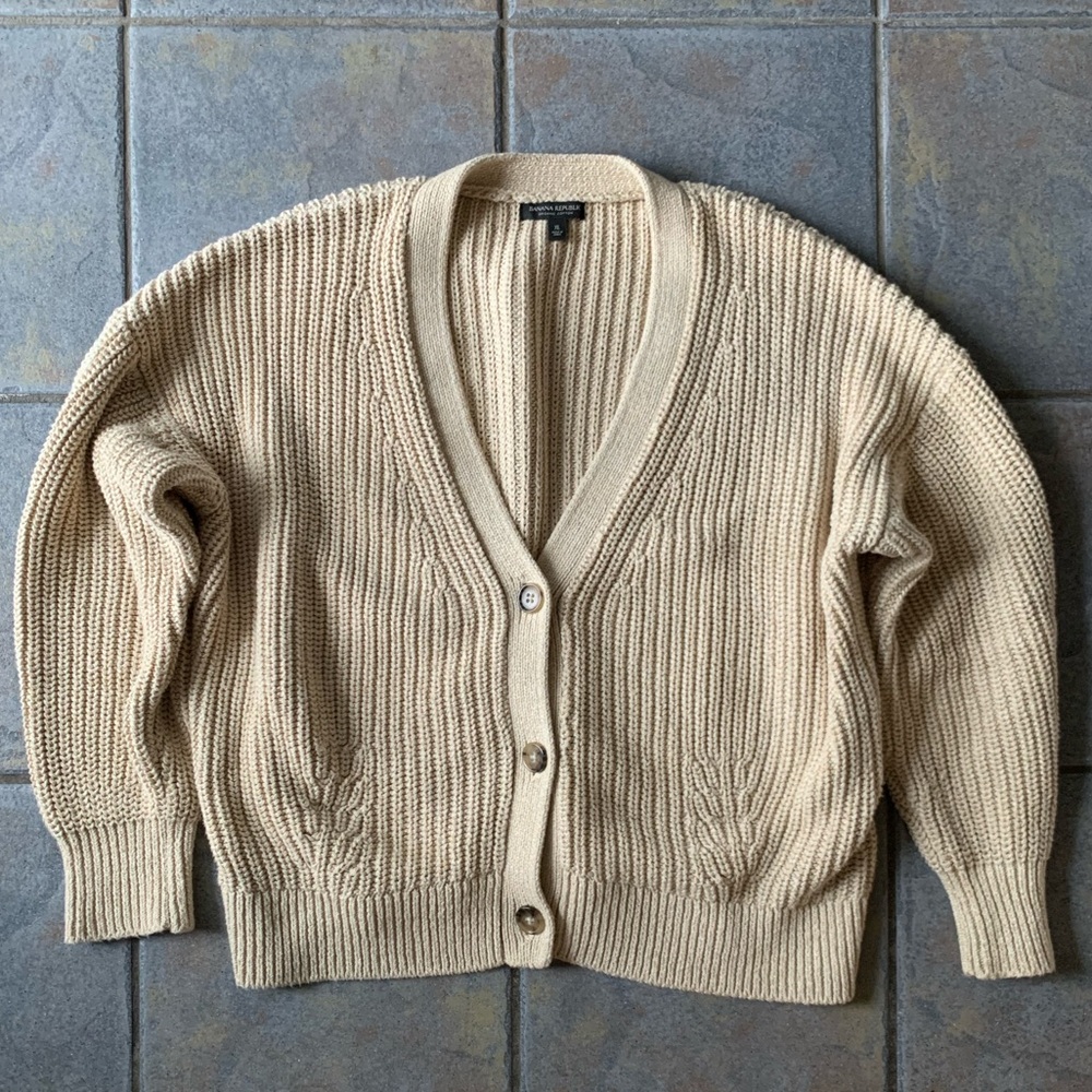 Banana Republic Tan Knit Cardigan